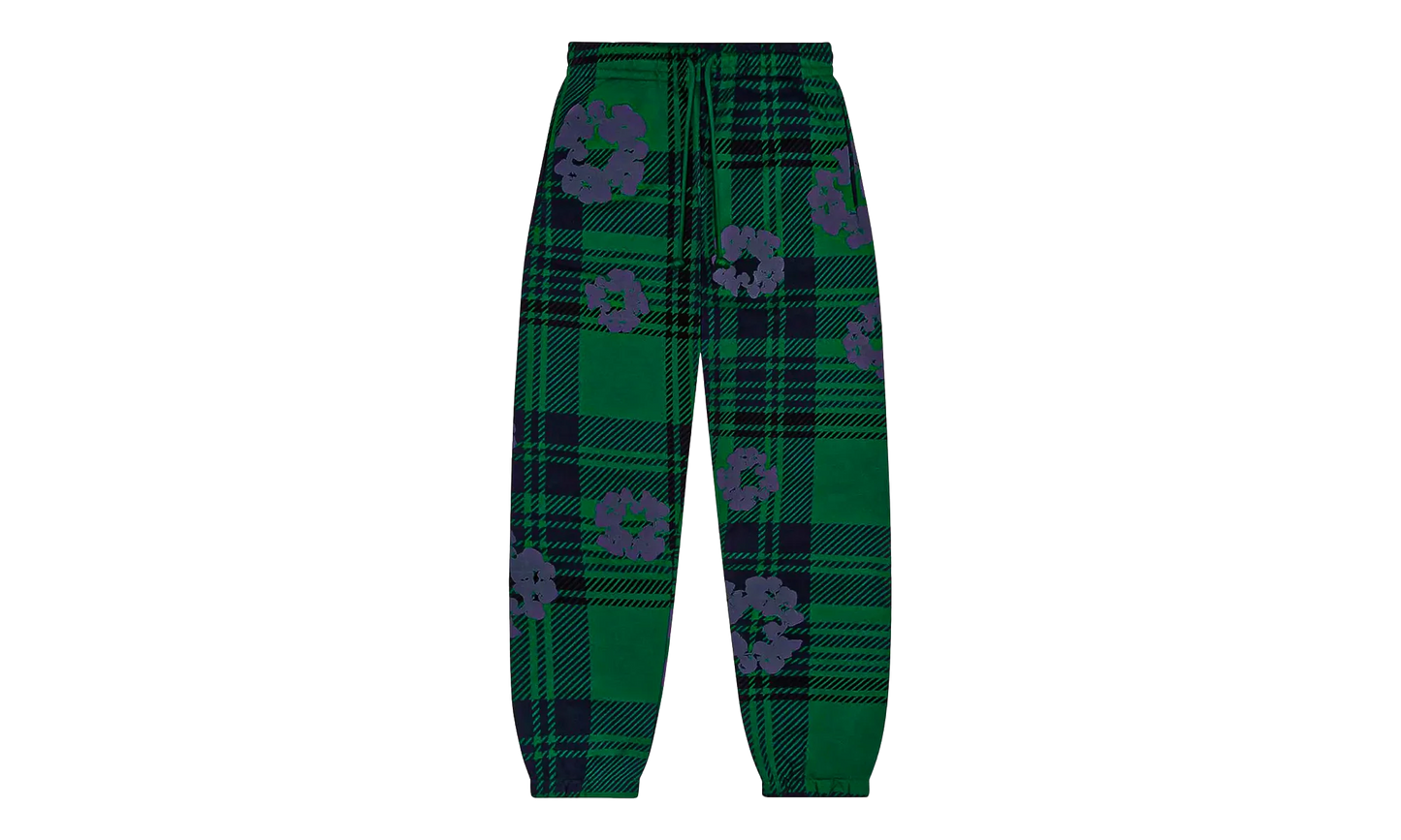 Plaid Cotton Wreath Sweatpants "Green" DT386