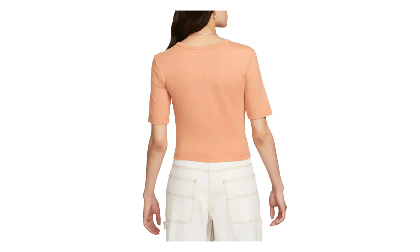 NSW Essential Cut-out Swoosh Logo Tee WMNS "Amber Brown / Sail" FB8282 225
