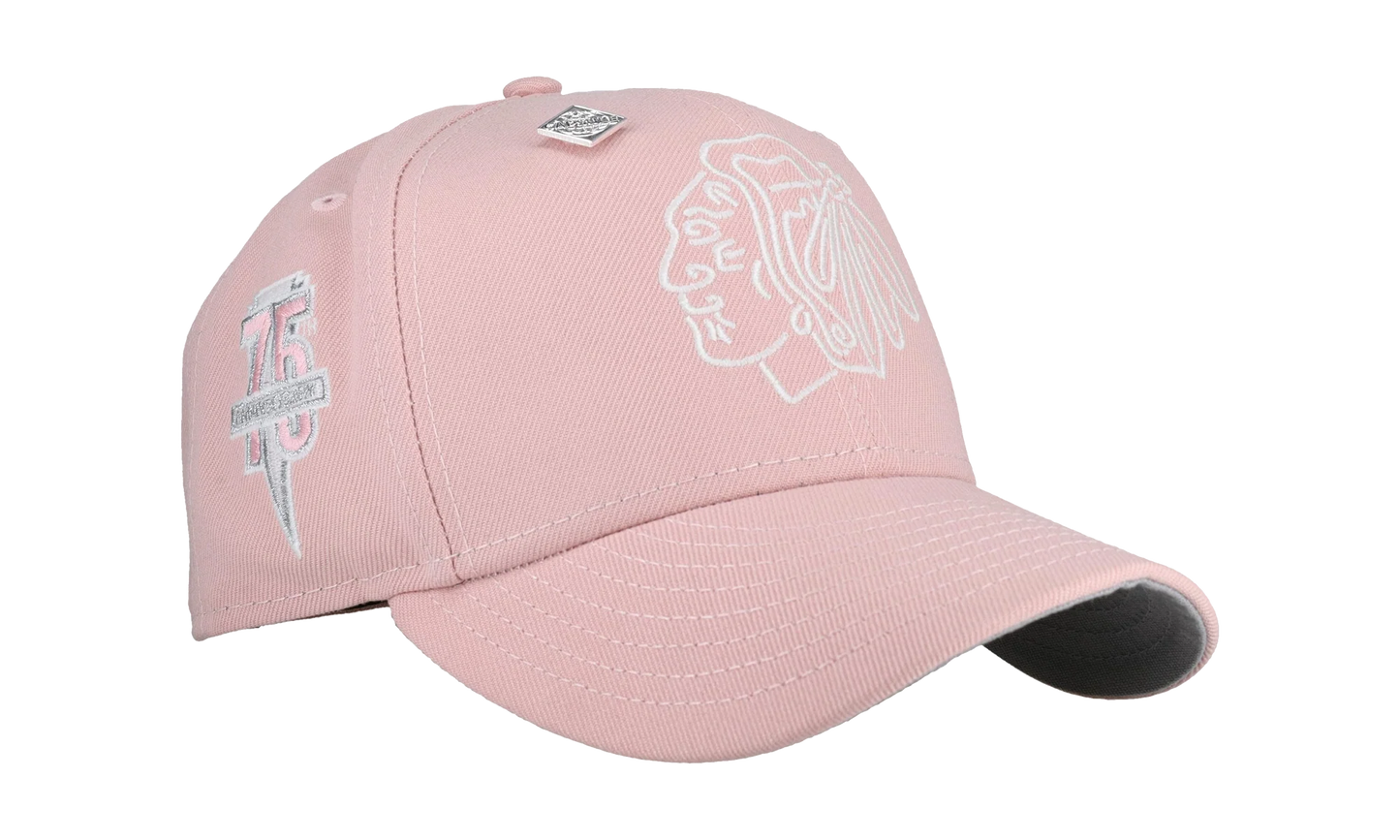 59FIFTY Chicago Black Hawks 75th Anniversary Fitted Hat "Pink Glow In The Dark" NE449