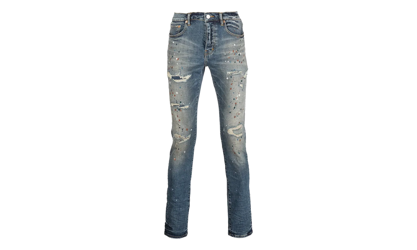 P001 Slim-Fit Jeans "Indigo Paint Repair" P001 IPR