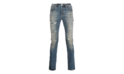 P001 Slim-Fit Jeans "Indigo Paint Repair" P001 IPR