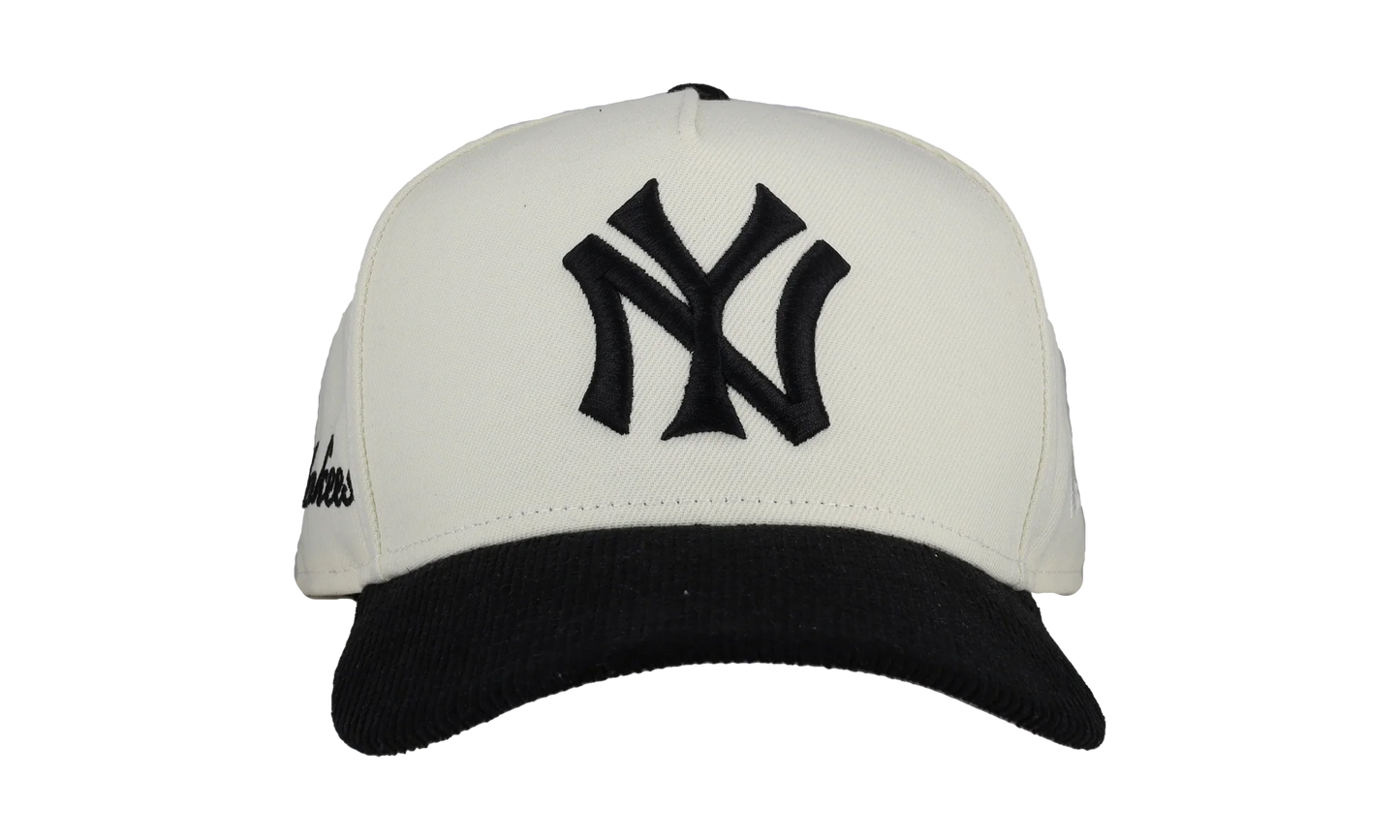 9FIFTY New York Yankees A Frame Snapback Hat "Off White / Black - Corduroy Visor" NE277