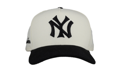9FIFTY New York Yankees A Frame Snapback Hat "Off White / Black - Corduroy Visor" NE277