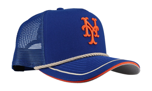 9FIFTY New York Mets A Frame Trucker Snapback Hat "Rope - Royal Blue" 44587537432764