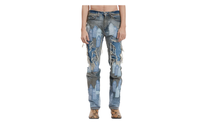 Patched Arch Repaired Blowout Denim Jeans "Blue" 1120970009SS25 BLUE