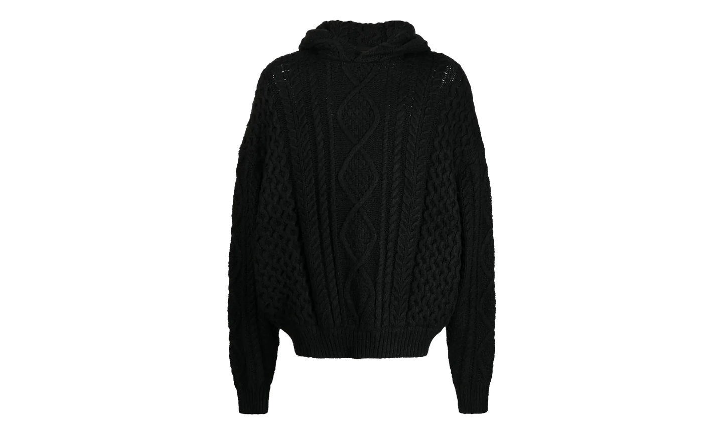 Cable Knit Hoodie "Jet Black" 192SP234390F