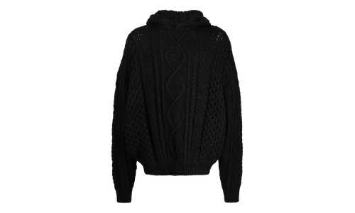 Cable Knit Hoodie "Jet Black" 192SP234390F