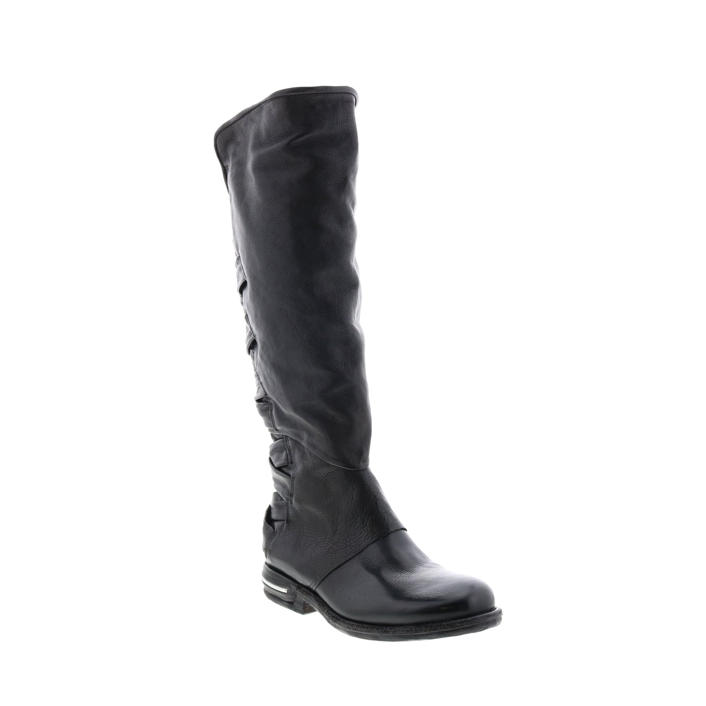 Teagan 516317-101 Womens Black Leather Zipper Knee High Boots