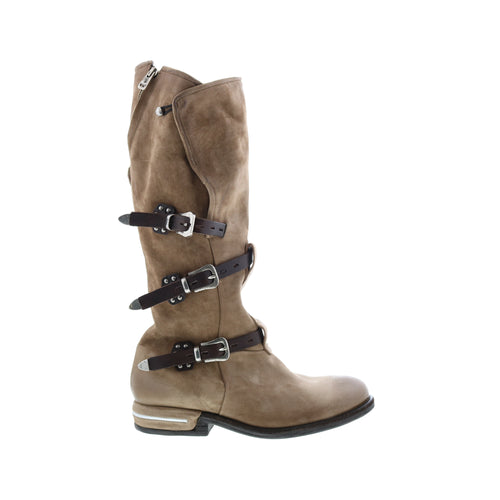 Trigg 516323-201 Womens Brown Leather Hook & Loop Knee High Boots