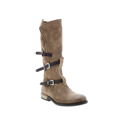 Trigg 516323-201 Womens Brown Leather Hook & Loop Knee High Boots
