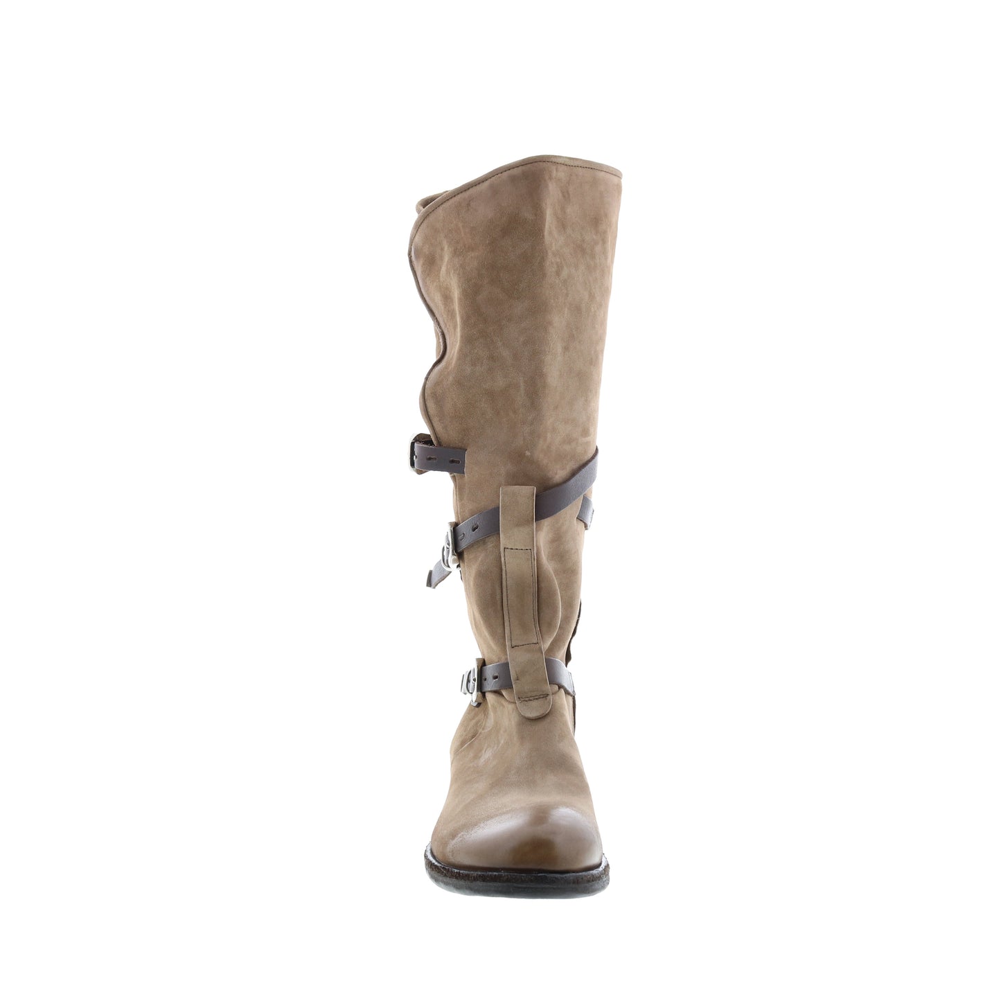 Trigg 516323-201 Womens Brown Leather Hook & Loop Knee High Boots