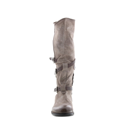 Trigg 516323-203 Womens Gray Leather Hook & Loop Knee High Boots