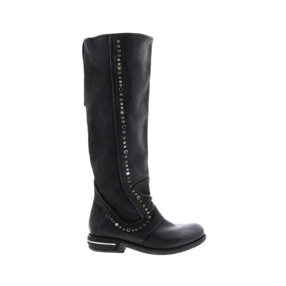 Tye 516338-201 Womens Black Leather Zipper Knee High Boots