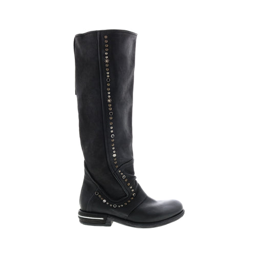 Tye 516338-201 Womens Black Leather Zipper Knee High Boots
