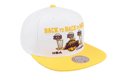 NBA Hardwood Classics 00-02 Champ Flipside Snapback Cap "Los Angeles Lakers - White / Yellow" HS8705 LALWHYW