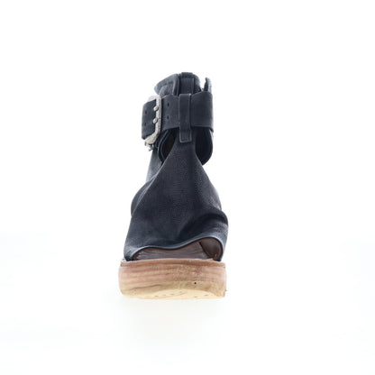 Naya 528036-303-6002 Womens Black Leather Wedges Sandals Shoes