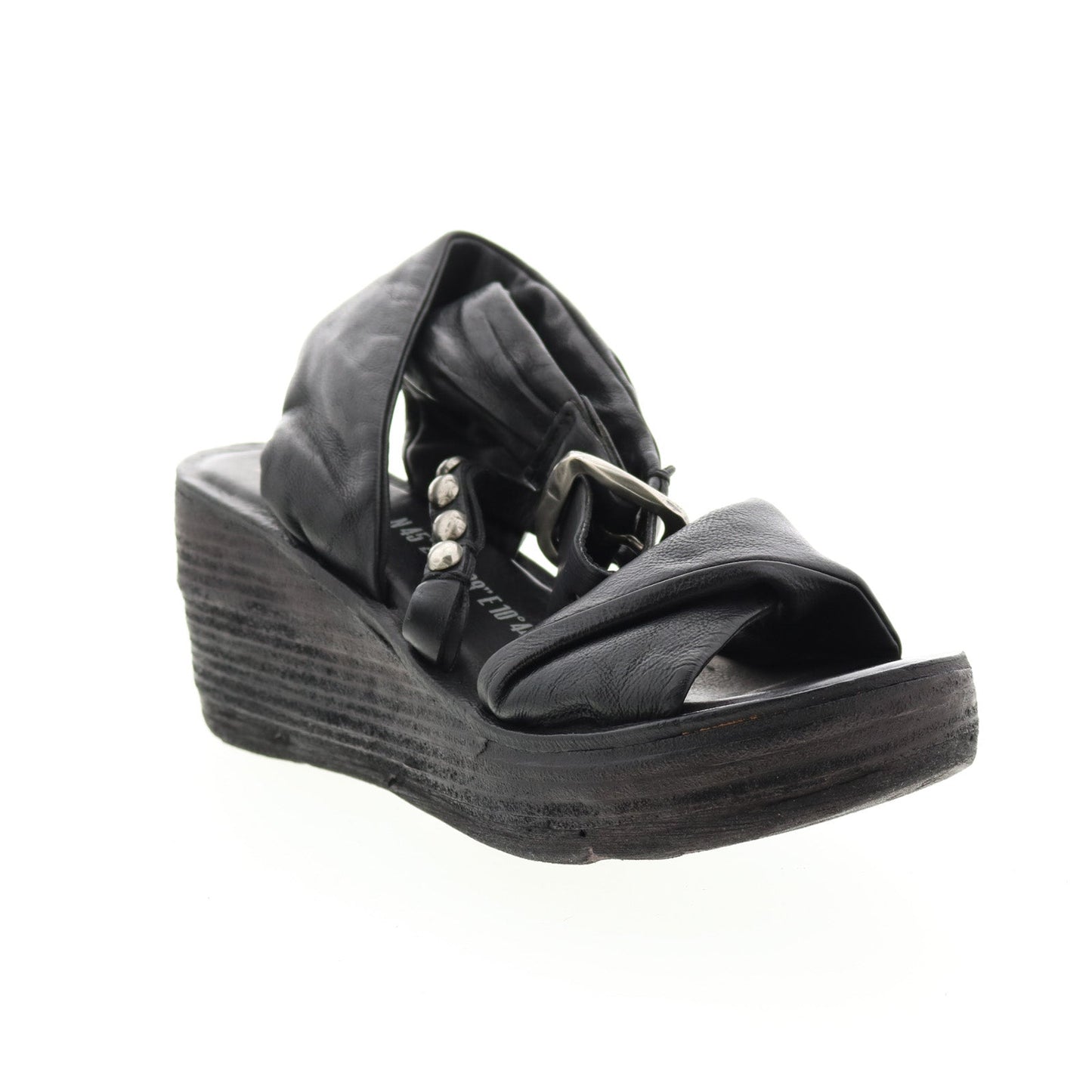 Nolie 528078-201 Womens Black Leather Sandals Wedges Shoes
