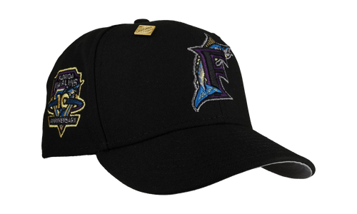59FIFTY Florida Marlins 10th Anniversary Fitted Hat "Black / Aqua" NE112