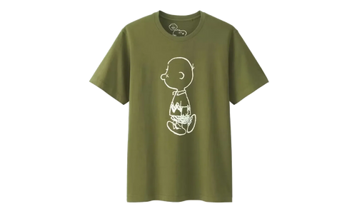 Uniqlo x Peanuts Charlie Brown Tee "Olive" KAWS202496