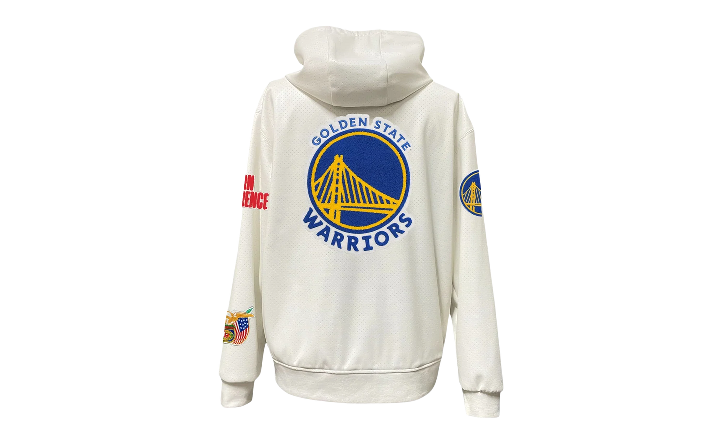Lightweight Vegan Zip-Up Hooded Jacket "Golden State Warriors" NBA 147WHT WAR