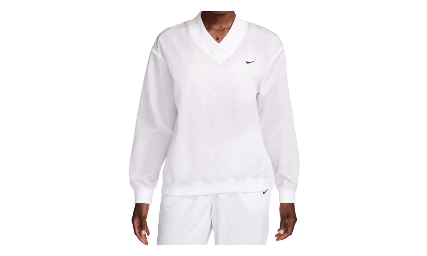 Sportswear Essential Loose UV Woven Long-Sleeve V-Neck WMNS "White" FV7649 100