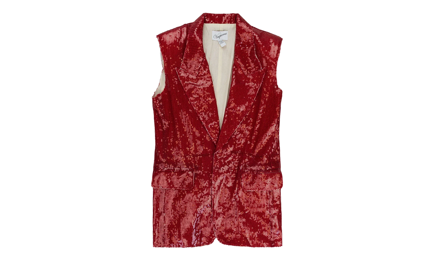 Sequin Sleeveless Blazer WMNS "Red" VAQSS20OW08