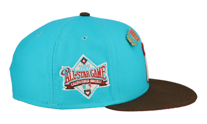 59FIFTY California Angels 1989 All Star Game Fitted Hat "Nitro Teal / Brown" 123451291272