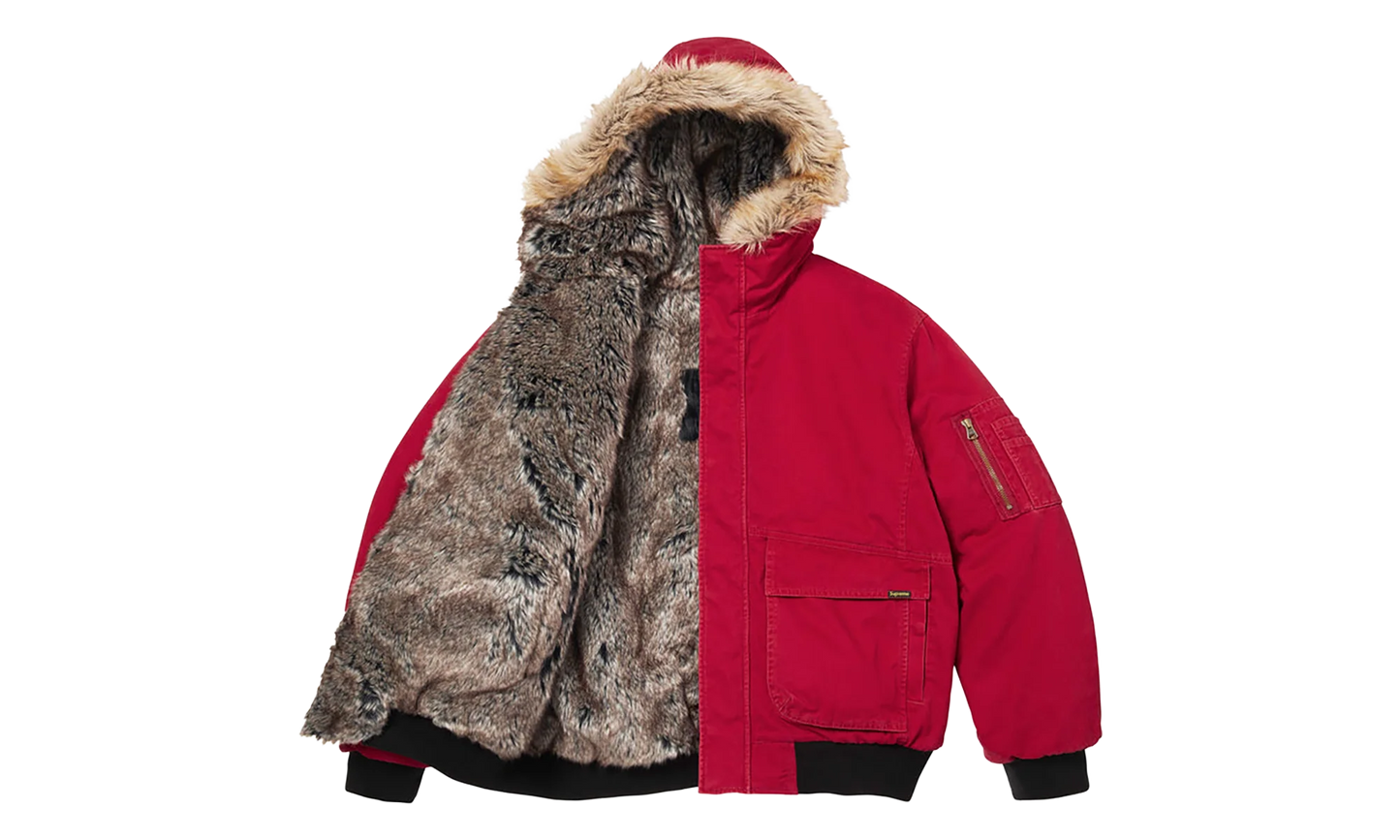 Reversible Faux Fur Hooded Work Jacket "SS26 - Red" SU27010