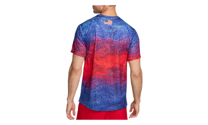 Dri-Fit Usa Miler Printed Running T-Shirt "Bright Crimson / Old Royal / White" FJ3411 635