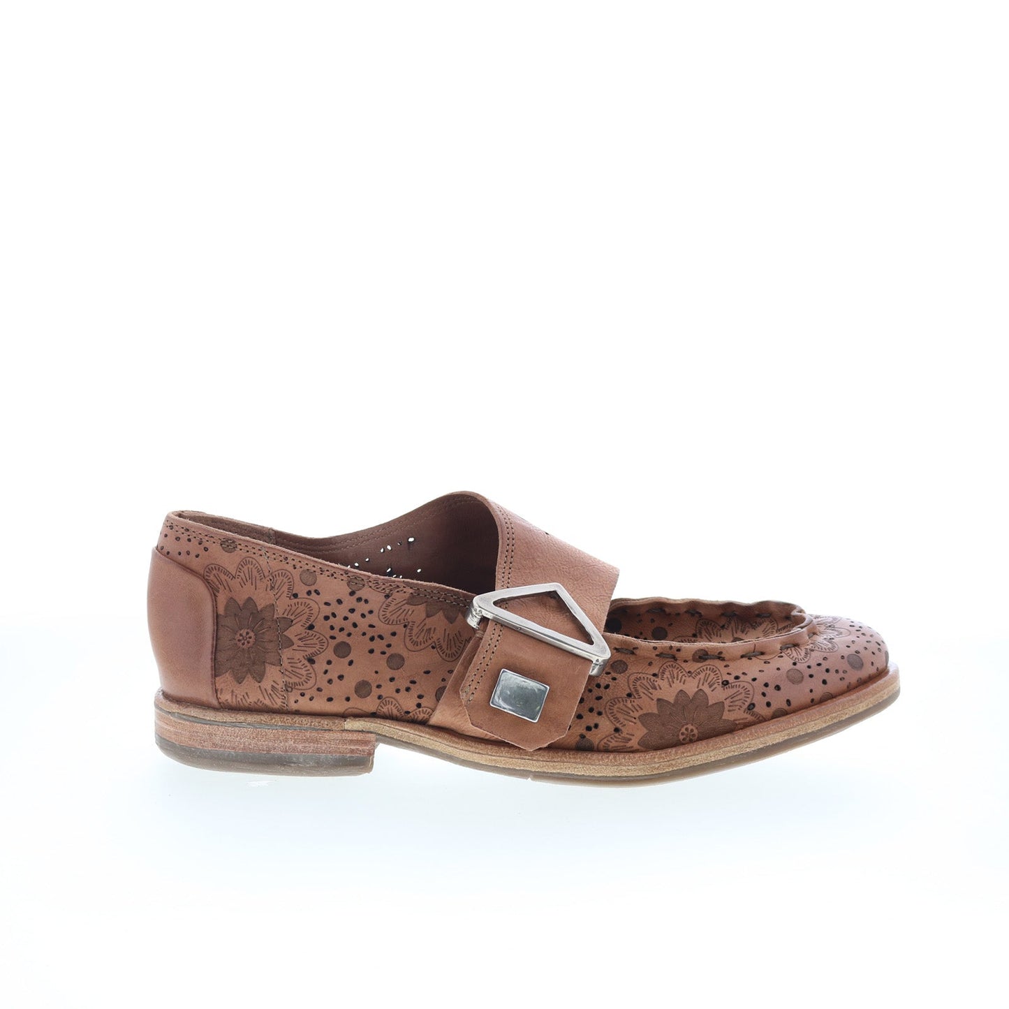 Zeno Floral Womens Brown Leather Loafers & Slip Ons Casual Shoes