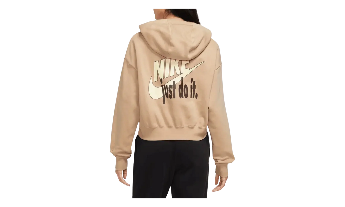 Sportswear Club Fleece Oversized Cropped Pullover Hoodie WMNS "Brown" FB8258 200