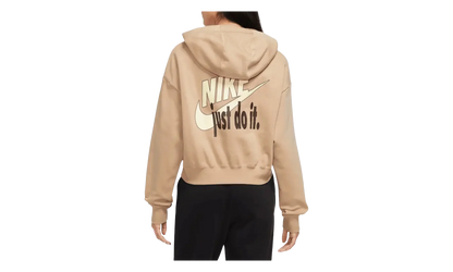 Sportswear Club Fleece Oversized Cropped Pullover Hoodie WMNS "Brown" FB8258 200