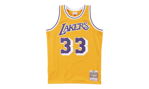 NBA Kareem Abdul-Jabbar Swingman Jersey "1984 Los Angeles Lakers - Light Gold" SMJYAC18110 LALLTGD84KAB