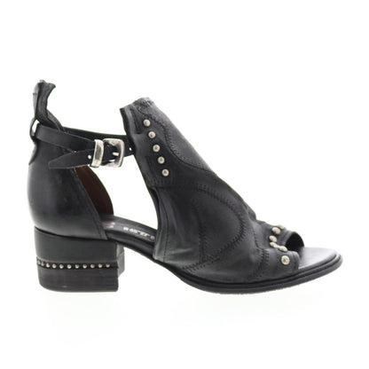 Maudie 672025-101 Womens Black Leather Heeled Sandals Shoes