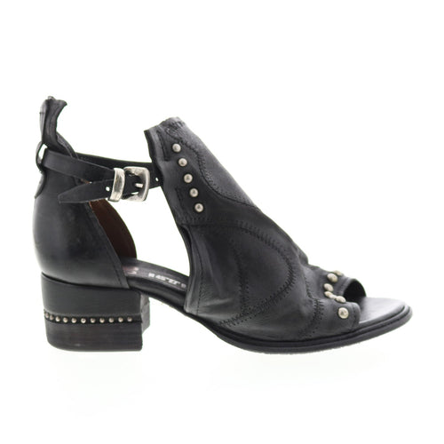 Maudie 672025-101 Womens Black Leather Heeled Sandals Shoes