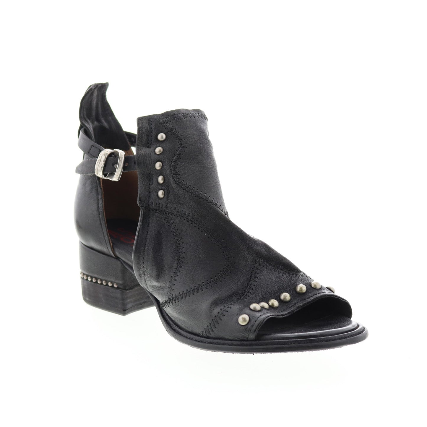 Maudie 672025-101 Womens Black Leather Heeled Sandals Shoes
