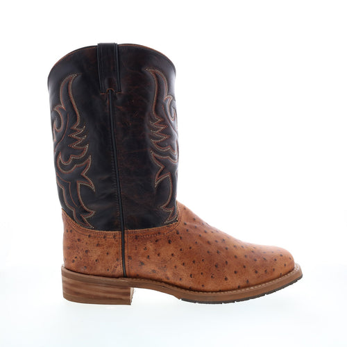 6750 Mens Brown Wide Leather Slip On Cowboy Western Boots