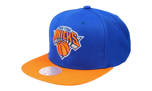 NBA Two-Tone 2.0 Hardwood Classics Fitted Cap "New York Knicks - Royal Blue / Orange" 6HSFJS19193 NYKRYOR