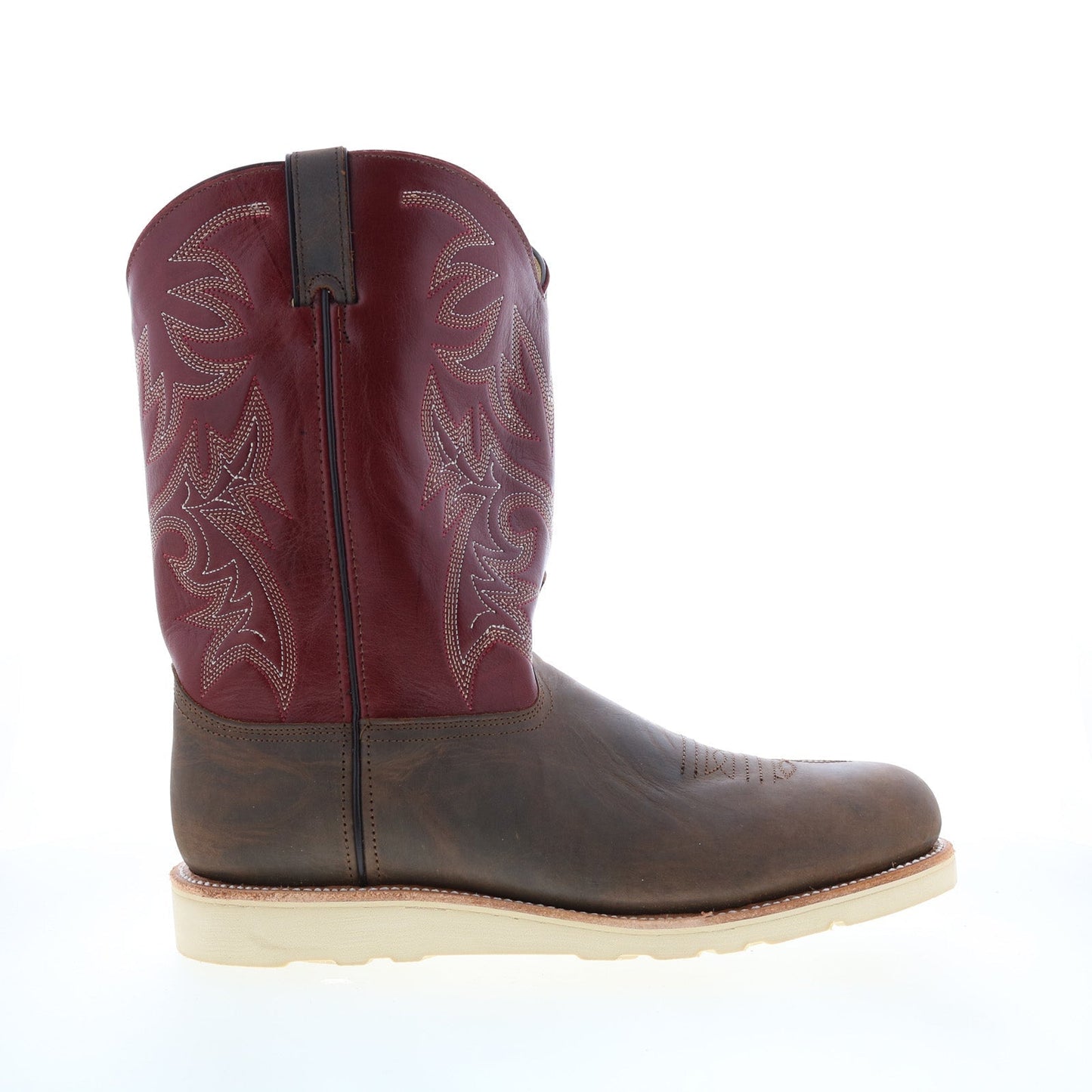 6820 Mens Burgundy Leather Slip On Cowboy Western Boots