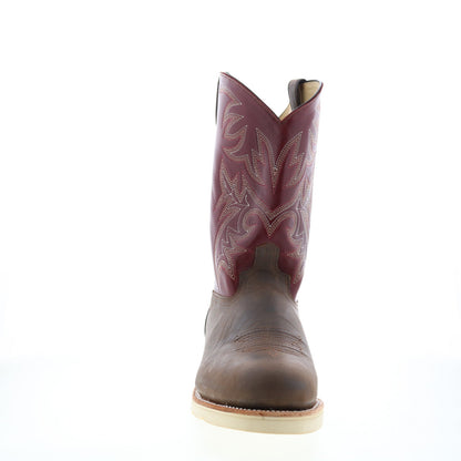 6820 Mens Burgundy Leather Slip On Cowboy Western Boots