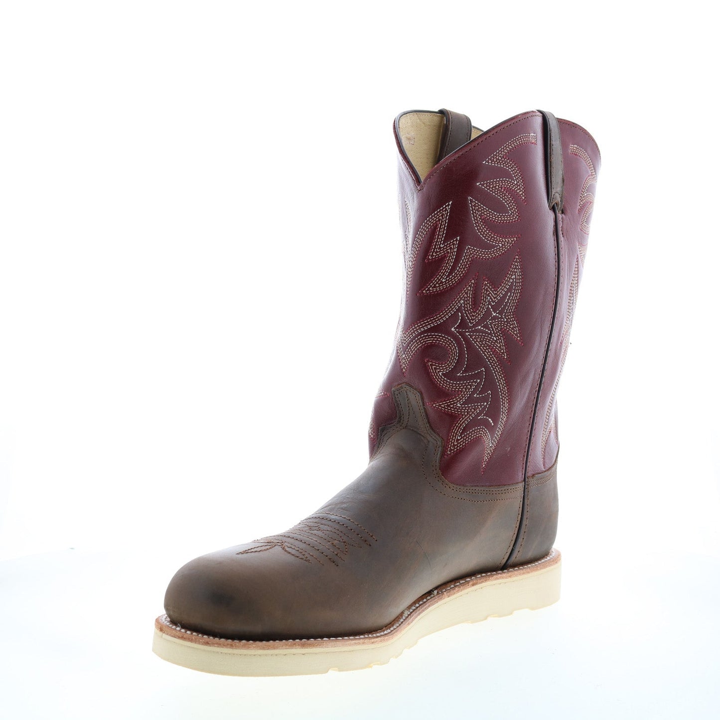 6820 Mens Burgundy Leather Slip On Cowboy Western Boots