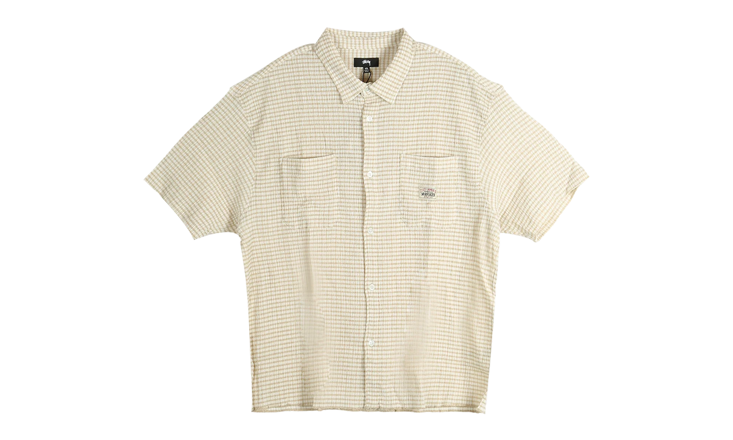 Crinkled Check Short Sleeve Shirt "TAN" 1110371 TANN