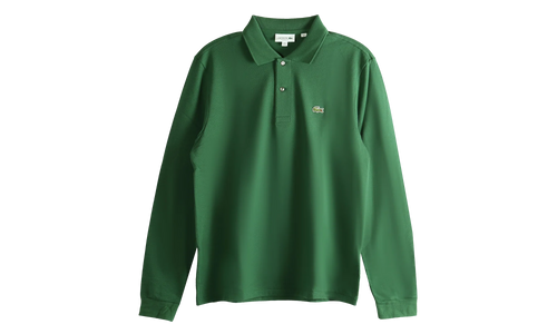 Classic Fit Long Sleeved L.12.12 Polo Shirt "Green" L1312 00 132