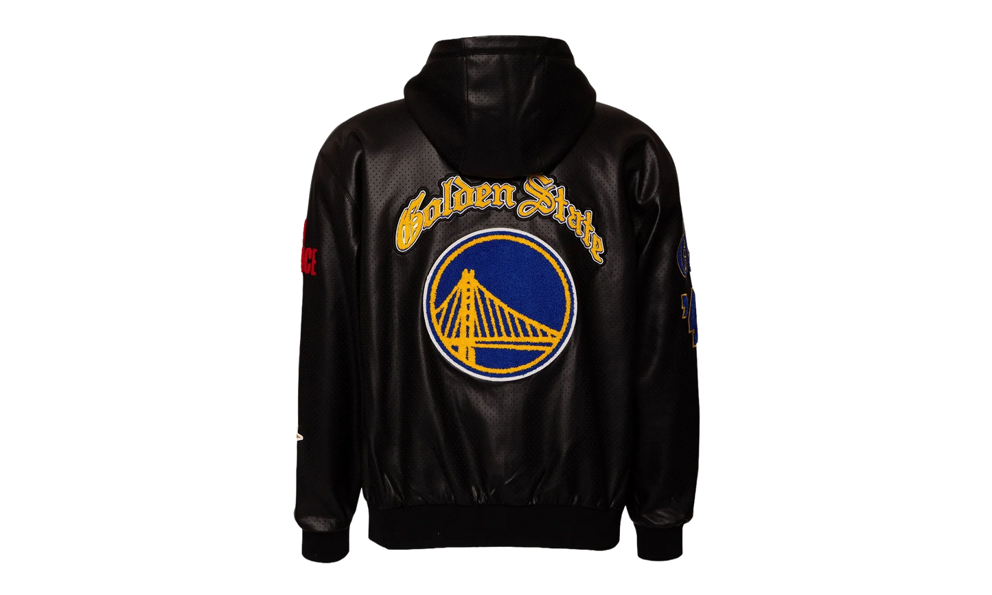 Lightweight Vegan Zip-Up Hooded Jacket "Golden State Warriors 1946" NBA 147BLKDE WAR