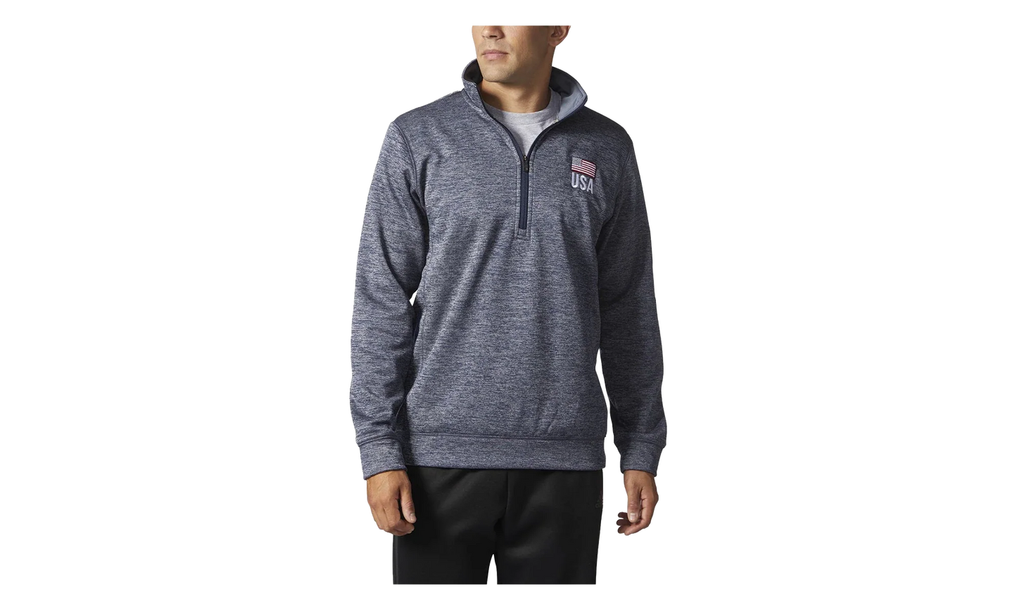 USA Flag Tech Fleece 1/4 Zip Jacket "Collegiate Navy Heathered" CV2273