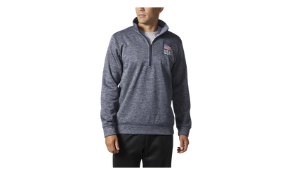 USA Flag Tech Fleece 1/4 Zip Jacket "Collegiate Navy Heathered" CV2273