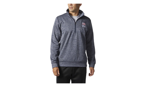 USA Flag Tech Fleece 1/4 Zip Jacket "Collegiate Navy Heathered" CV2273