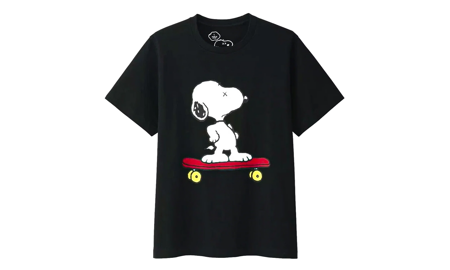 Uniqlo x Peanuts Snoopy Skateboarding Tee "Black" KAWS202500