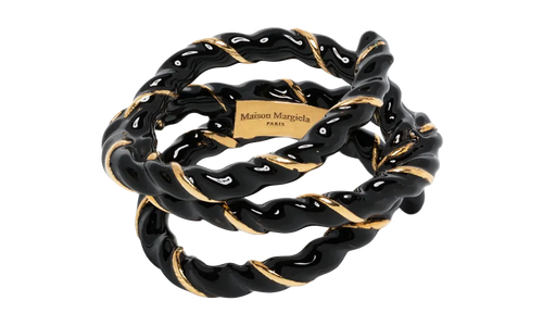 GOLD PLATED TWISTED RING "Black / Gold" SM1UQ0108P6477967