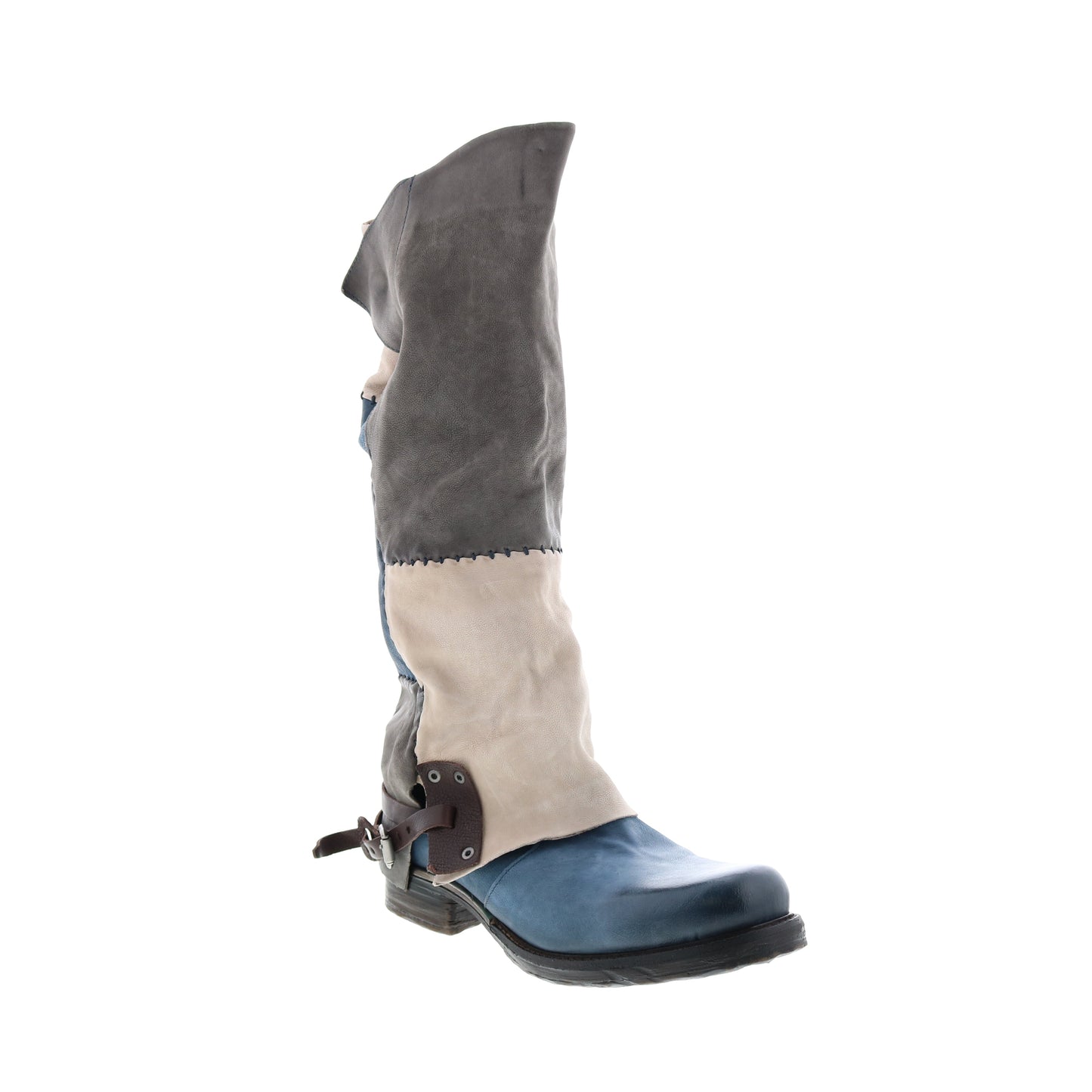 Salvador 717342-401 Womens Blue Leather Hook & Loop Knee High Boots